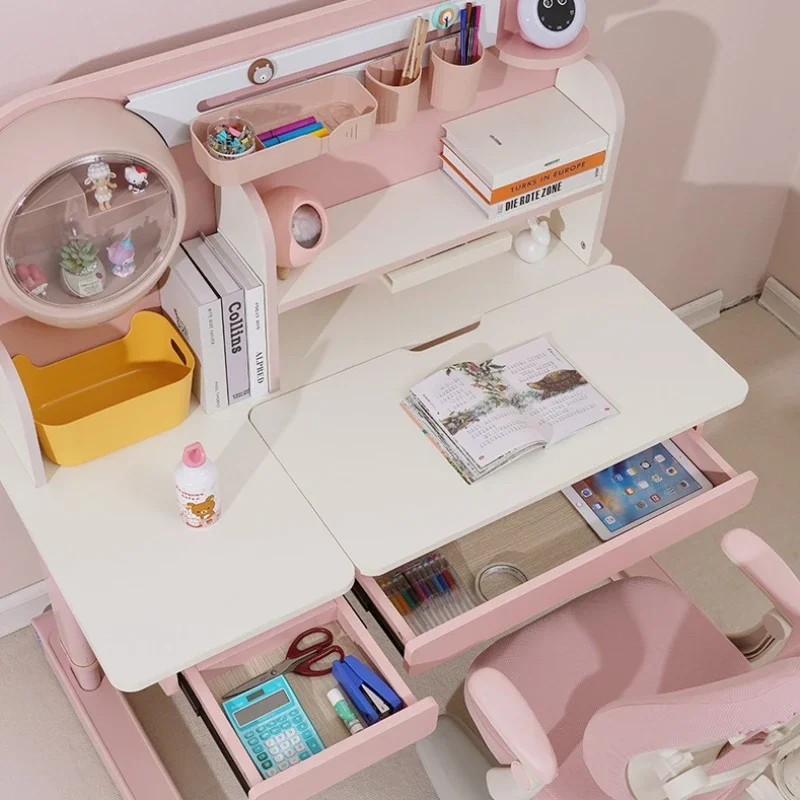 Solid Wood Children's Study Table Liftable Students Household Writing Table Chair Set Escrivaninha Para Quarto Modern Furniture