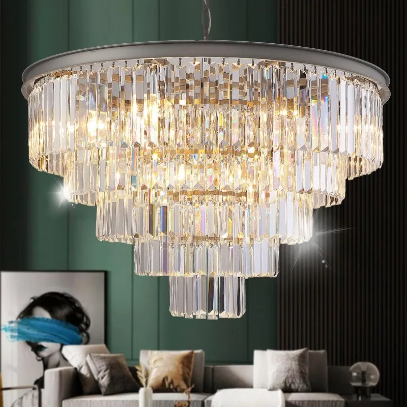 

Modern Crystal Chandelier Lights Pendant Ceiling Light Vintage Contemporary Chandeliers Lighting Fixture Big (5-Tier 16Lights)