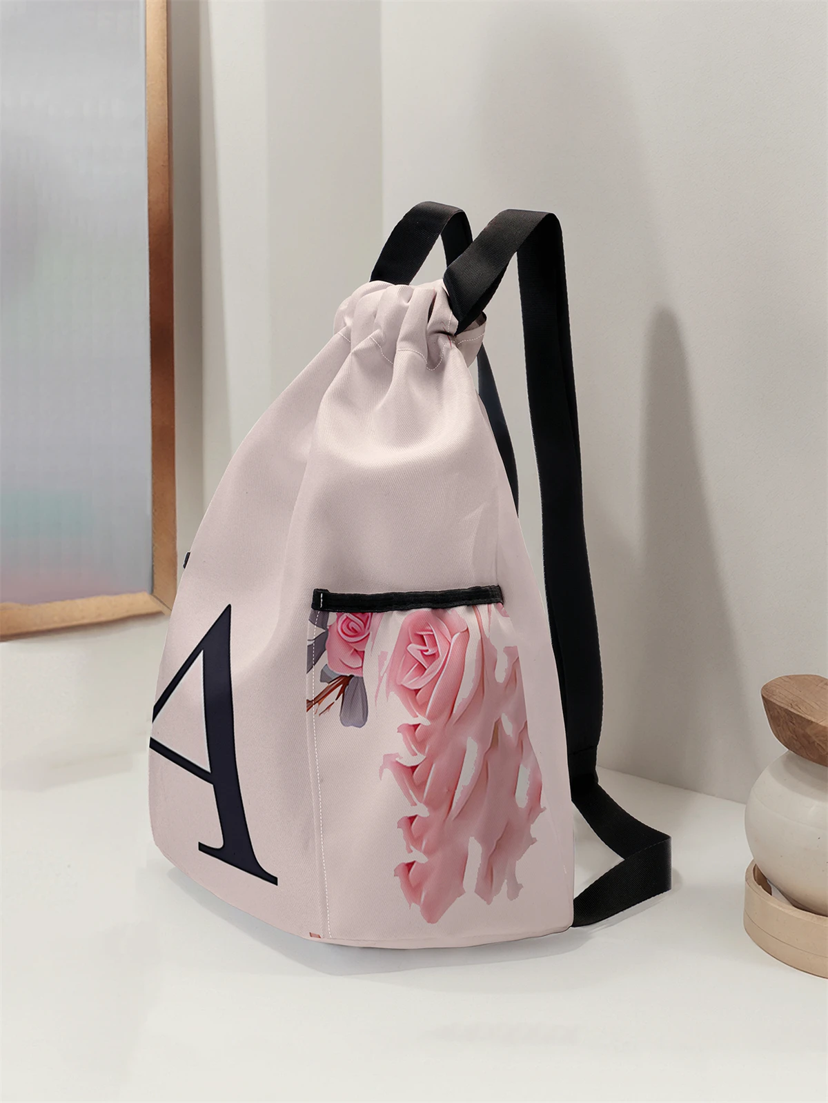 Letter Pattern Drawstring Backpack - Large Capacity Durable Fitness Bag, Adjustable Shoulder Strap, Sports Beach Backpack