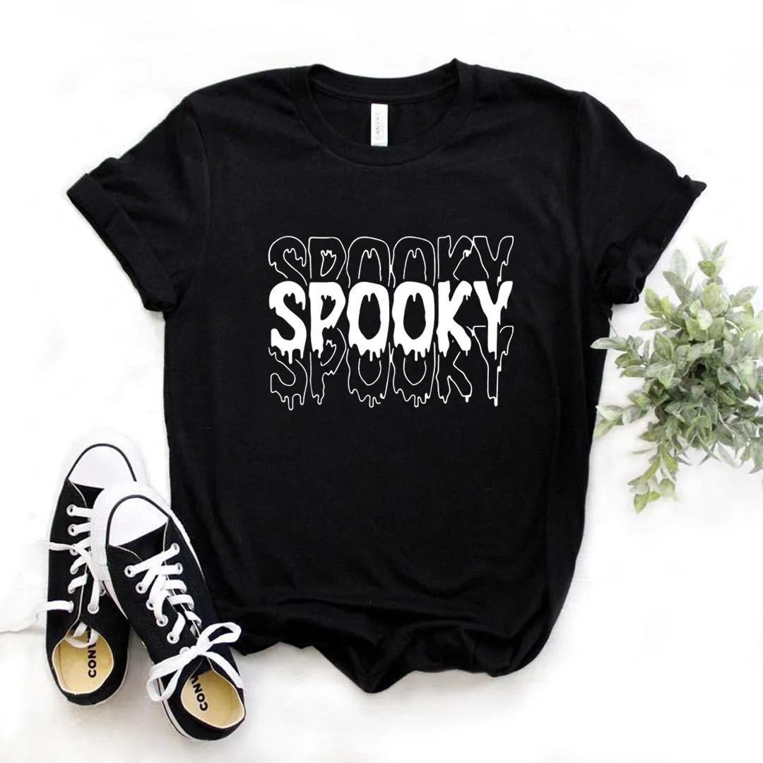 

spooky Print Women Tshirts Cotton Casual Funny t Shirt For Lady Yong Girl Top Tee Hipster FS-527