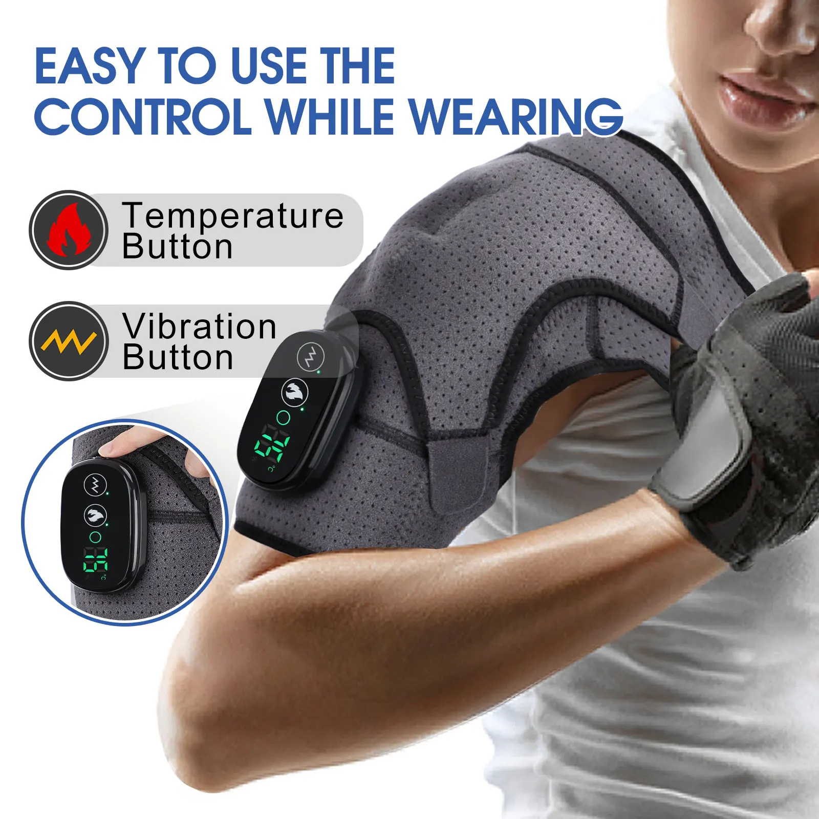 Unisex Electric Heating Shoulder Support Belt Vibration Temperature Adjustment Cold Warm Body Hot Compress Massager Pads