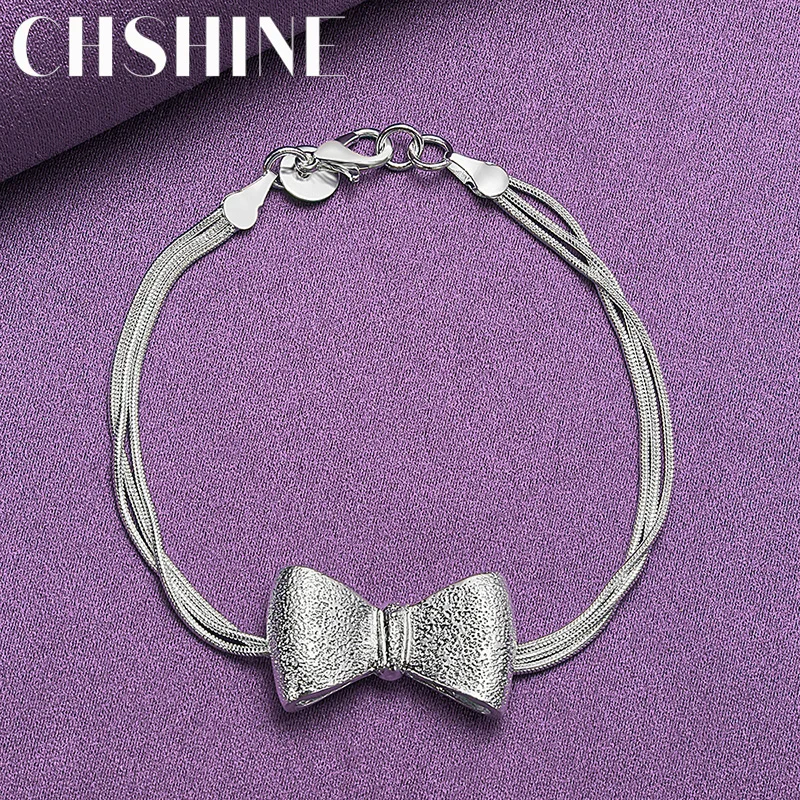 

CHSHINE 925 Sterling Silver Bowknot Bracelet Fashion Charm Wedding Party Gifts For Women Jewelry