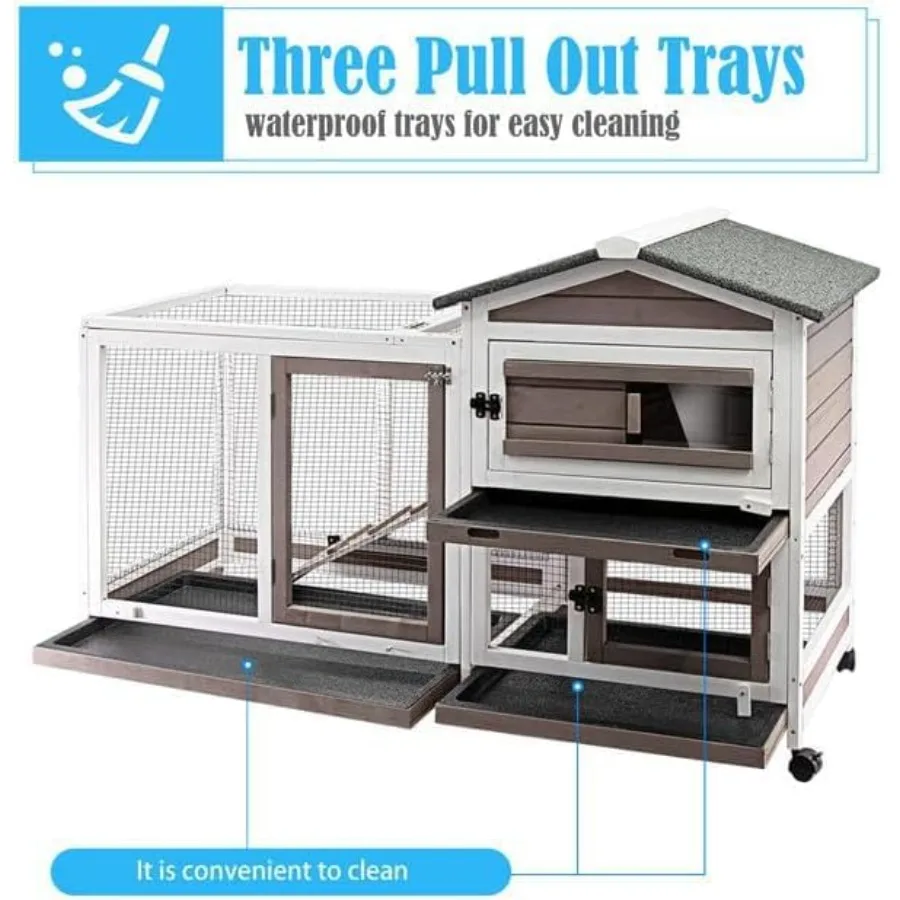 Two Story Bunny Hutch with Wheels 4