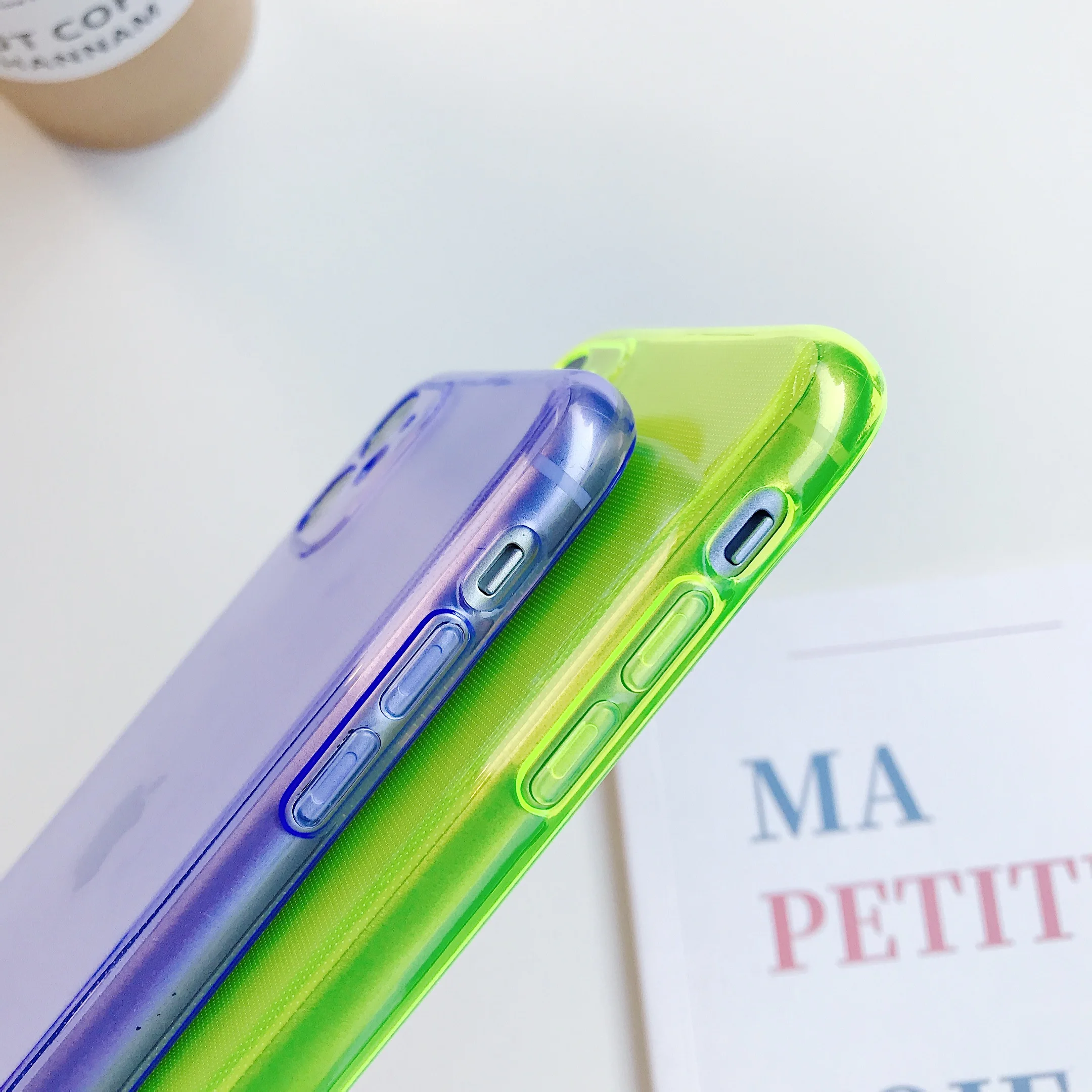 Vibrant Neon Fluorescent Soft TPU Phone Case with Clear Transparent Design