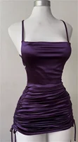 Sexy Sleeveless Backless Bodycon Mini Dress Women Summer Satin Lace Up Party Club Dresses Streetwear Evening Black Y2K 2025 Robe - Image 2