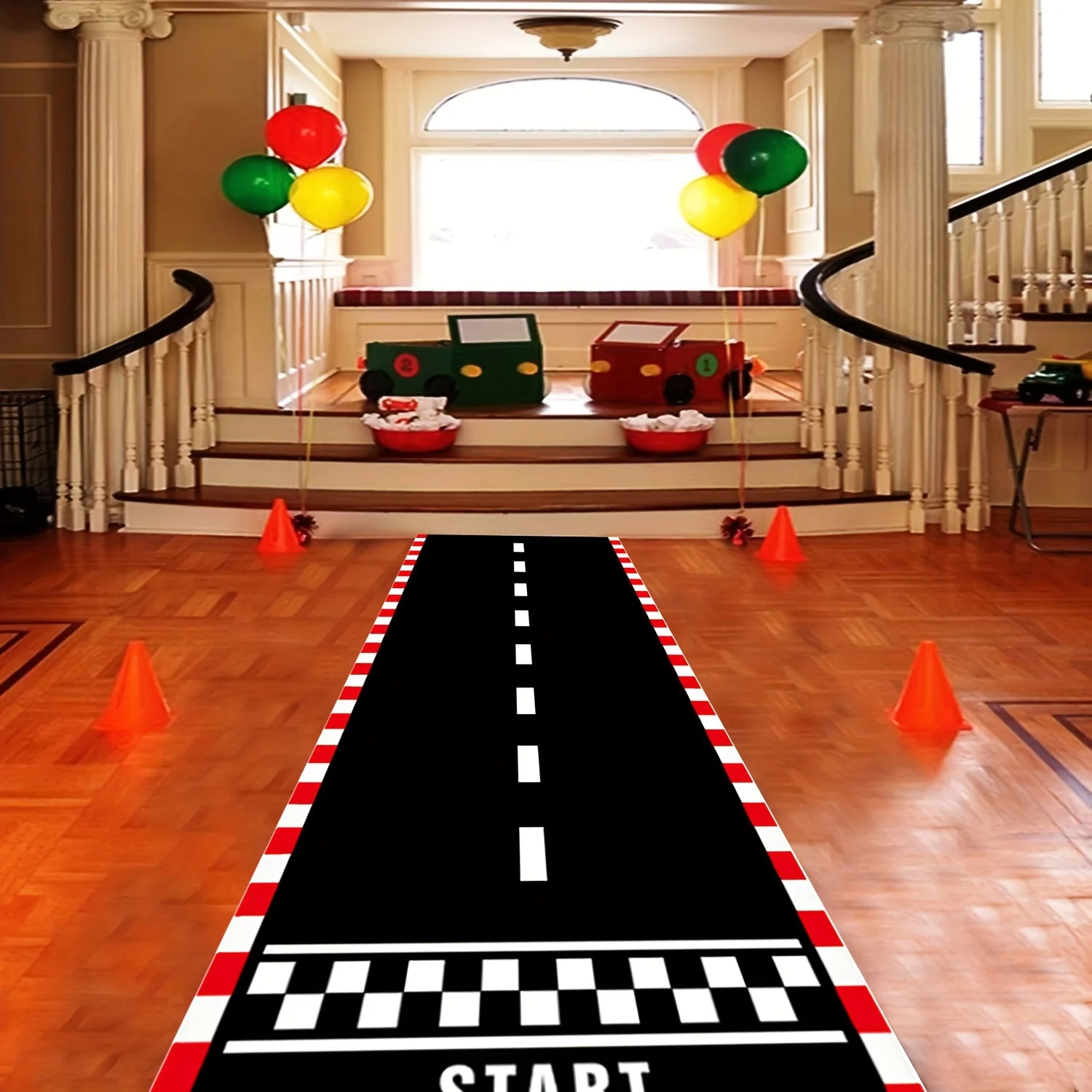 VIKAMA Racing Track Long Strip Carpet Corridor Anti-Slip Mat Kinderzimmer Schlafzimmer Verschleißfeste Bodenmatte Heimdekoration – Detail 1