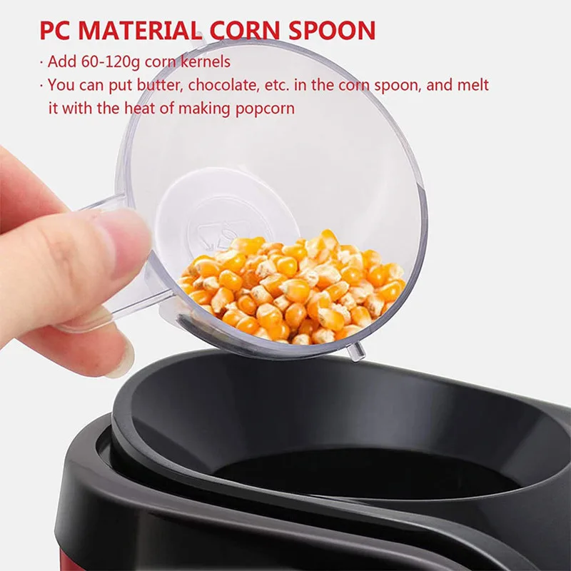 Mini Popcorn Maker Oil-free Air Corn Machine Automatic Household Kitchen Popcorn Machine for Kids Christmas Gift 1200W