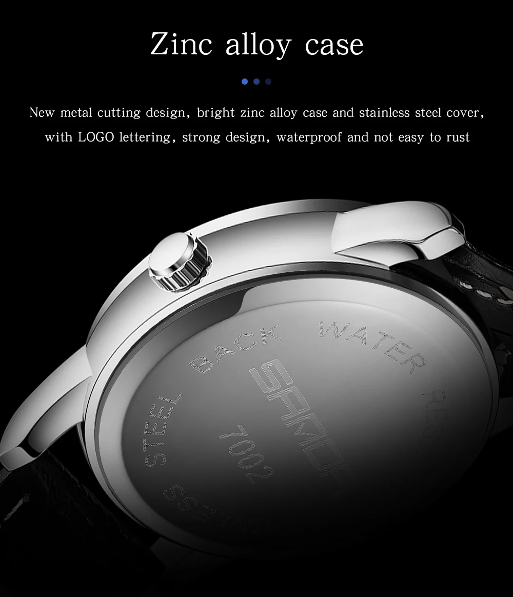 SANDA New Quartz Watch Fashion Trend Korean Version 7002 Belt Rotary Dial Men's Watch Glow in the Night Watch Waterproof Reloj