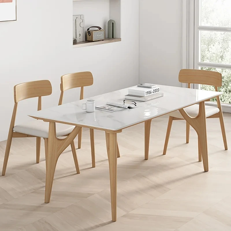 

White Japanese Dining Table Living Nordic Luxury Waterproof Mat Dining Table Wood Legs Mesas De Comedor Dining Room Furniture