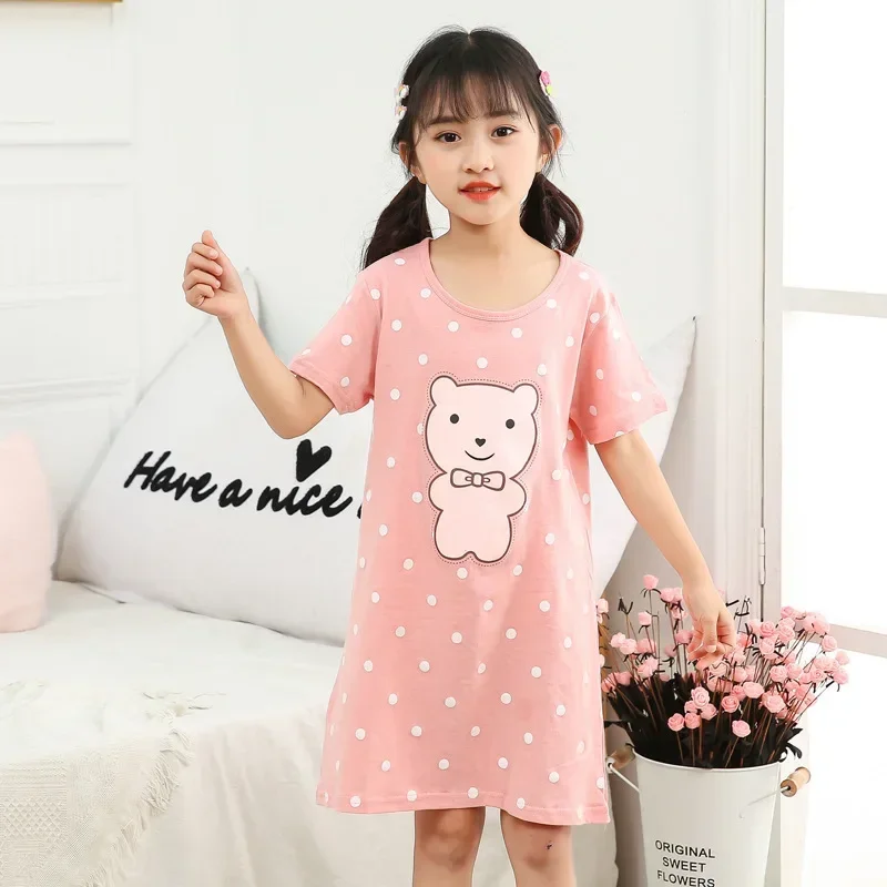 Pink Girl Kids Girls Night Dress Summer Nightgown Girl Unicorn Pajamas Dress T-Shirt Long Sleepwear Nighty for Children Pyjamas images - 6