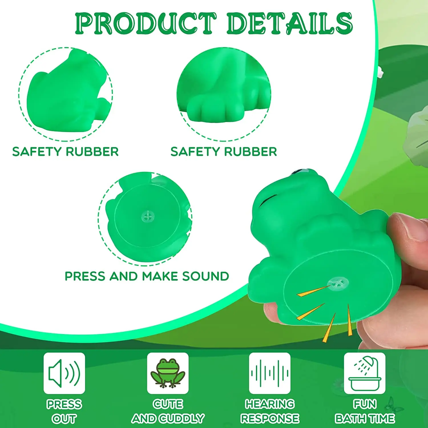 24 PCS Rubber Frogs, Squeak and Floating Green Frog ,Good Shower and Playing  Water Partner. 4