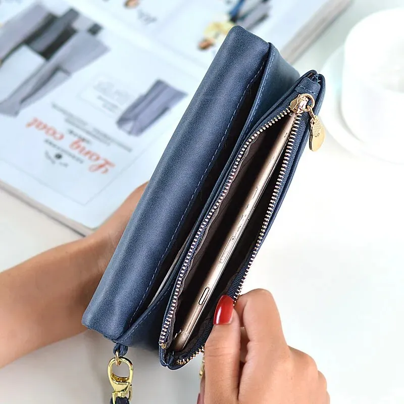 Fashion Nubuck Leather Women Wallets Female Double Zipper Card Holder Wallet Female Clutch Purse Money Bags Ladies Long Purse