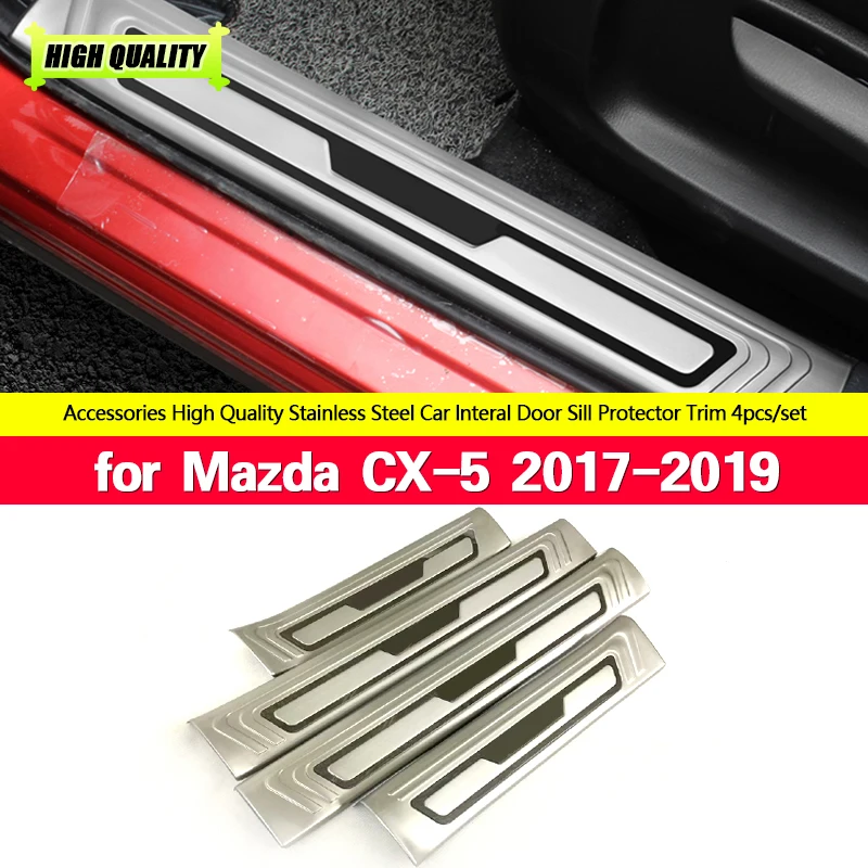 

For Mazda CX-5 CX5 2017 2018 2019 Car Door Sill Trim Scuff Plate Welcome Pedal Protector Cover Stainless Steel Enterance Guard