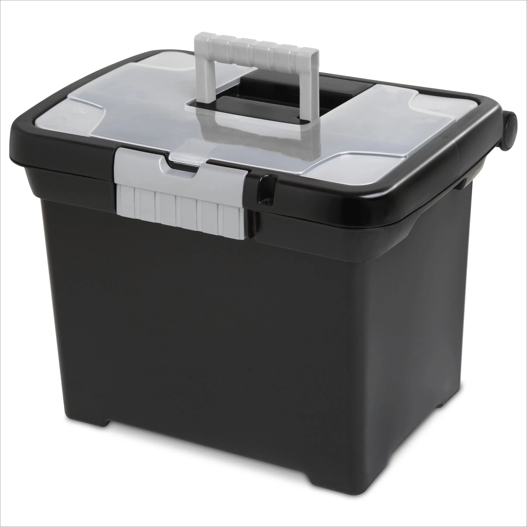 (6 pack) Plastic Storage Bin/ Portable File Box, 15" L x 10 7/8" W x 11 1/2" H, Black
