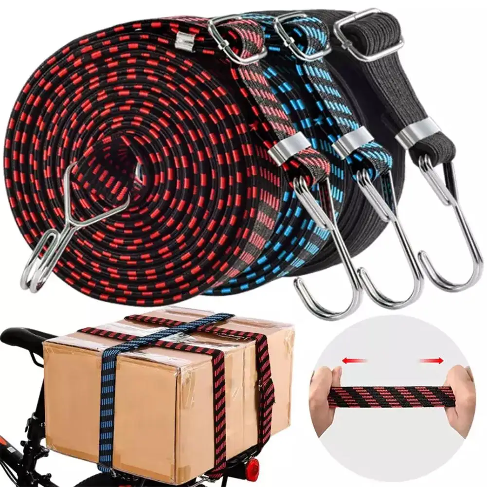 Motorcycle Elastics Rubber Luggage Rope Cord Hooks Band Hook Luggage Tie Accessories Car Strap Roof Auto Fixed Rack Rope Bi E6b0