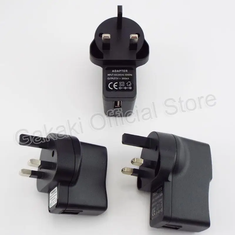 Universal USB Charger with UK Plug - Converts 100V-240V AC to 5V DC, 1A/2A/3A Output