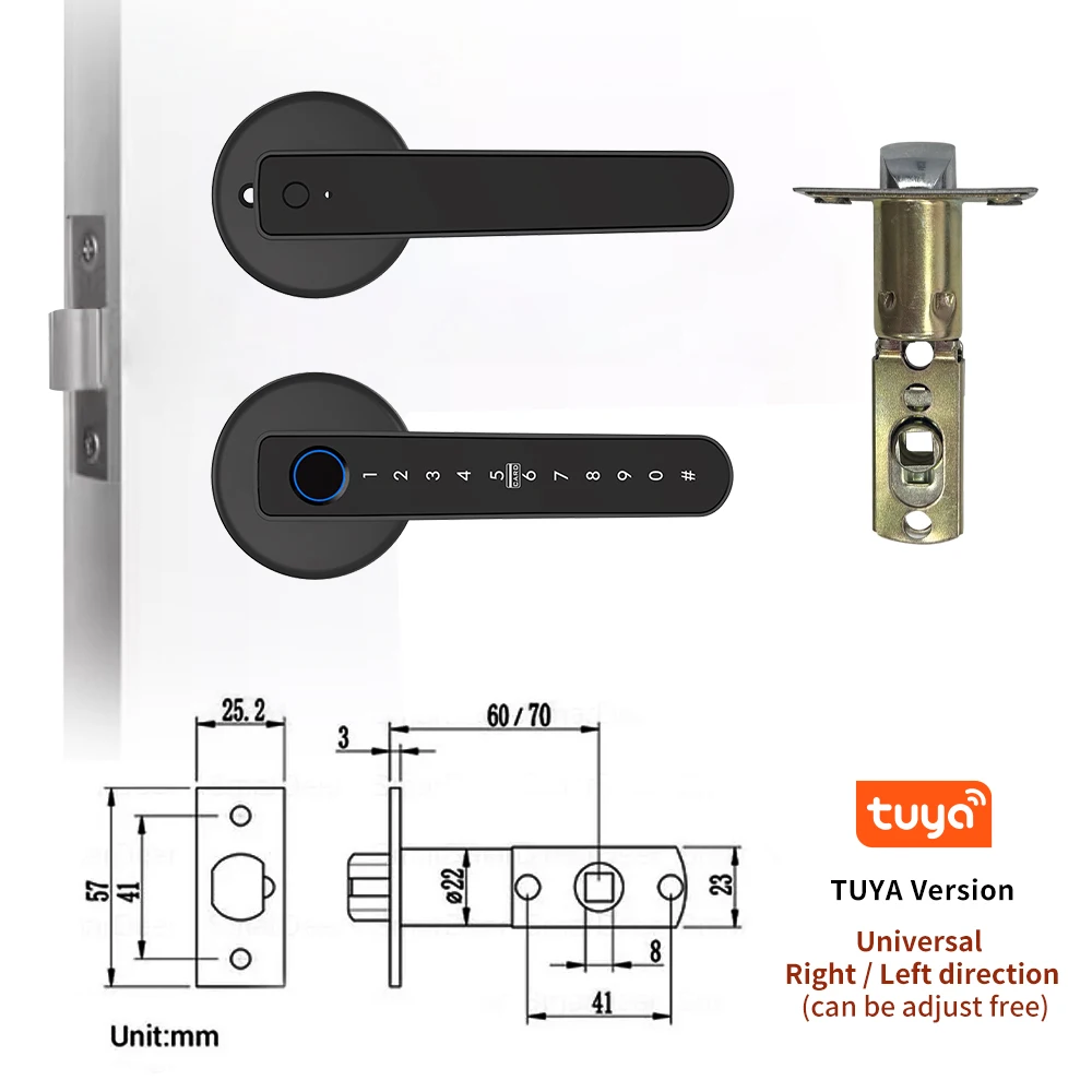 Bluetooth Smart Handle Lock,Tuya Fingerprint Door Lock Home Security Lock.