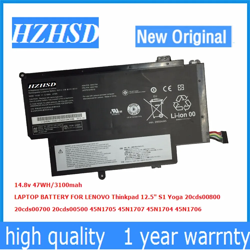 14.8V 47Wh New Original Laptop Battery for Lenovo Thinkpad 12.5 YOGA S1 45N1704 45N1707 45N1705