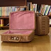 Retro Rattan Storage Suitcase Handmade Wicker Picnic Basket Travel Camping Food Container Straw Women Tote Luggage Organizer 1