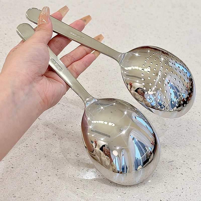Description Picture 6 of itemStainless Steel Ladles For Serving Soup Rice Serving Spoon Drain Hole Heat Insulated Handle Kitchen Utensils For Daily Use