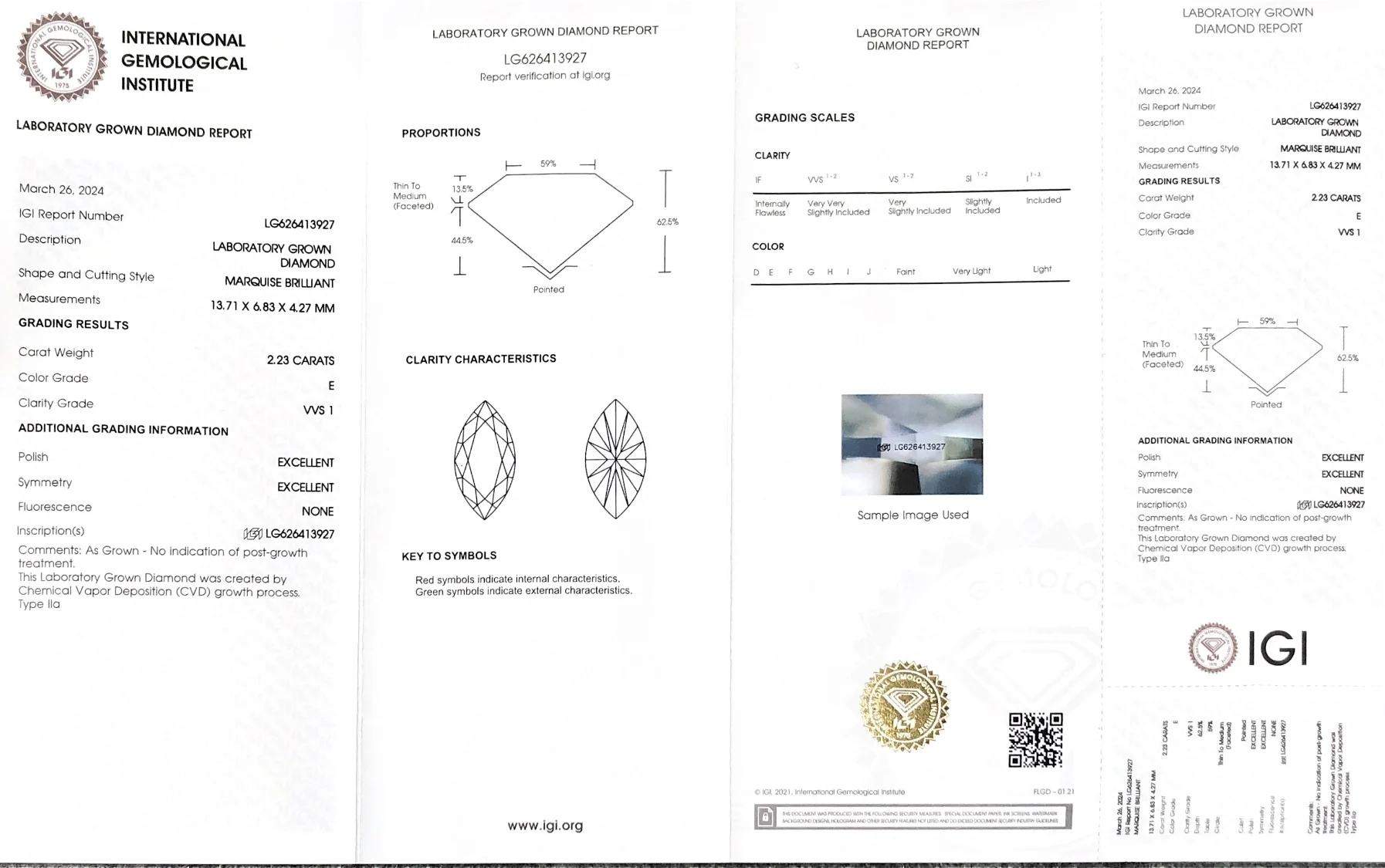 IGI 2.23CT E VVS1 Marqusie Lab Grown Diamond CVD Diamond Stone igi Certified With Certificate