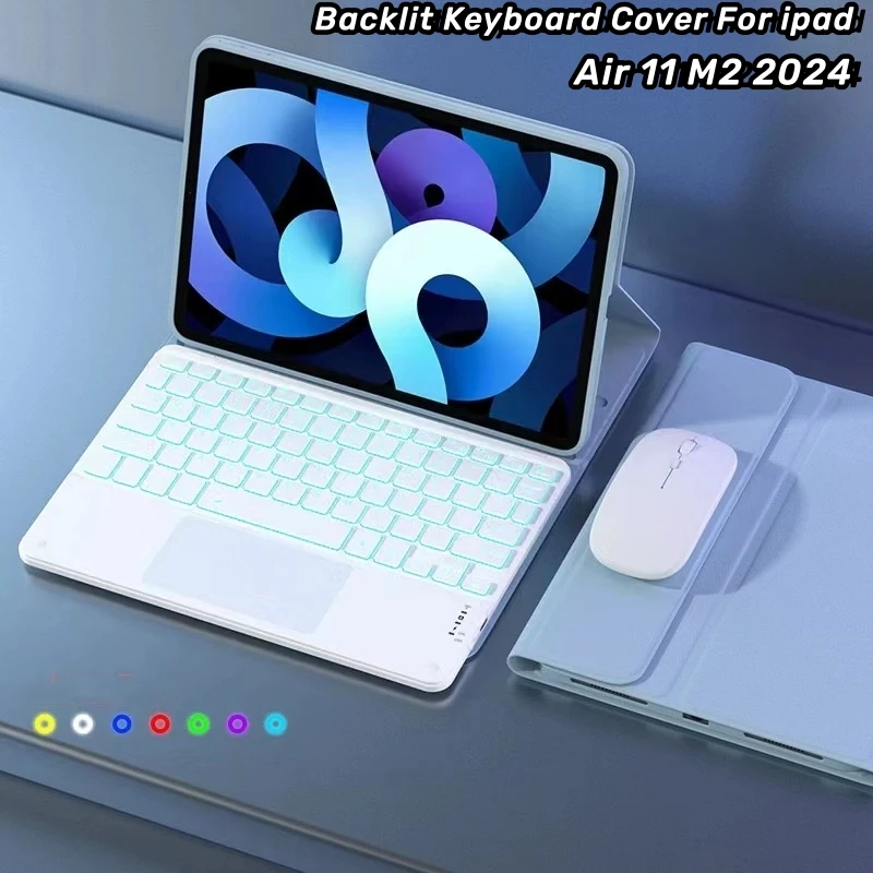 

Чехол для клавиатуры с тачпадом и подсветкой для iPad Air 11 M2 2024 с держателем для карандашей