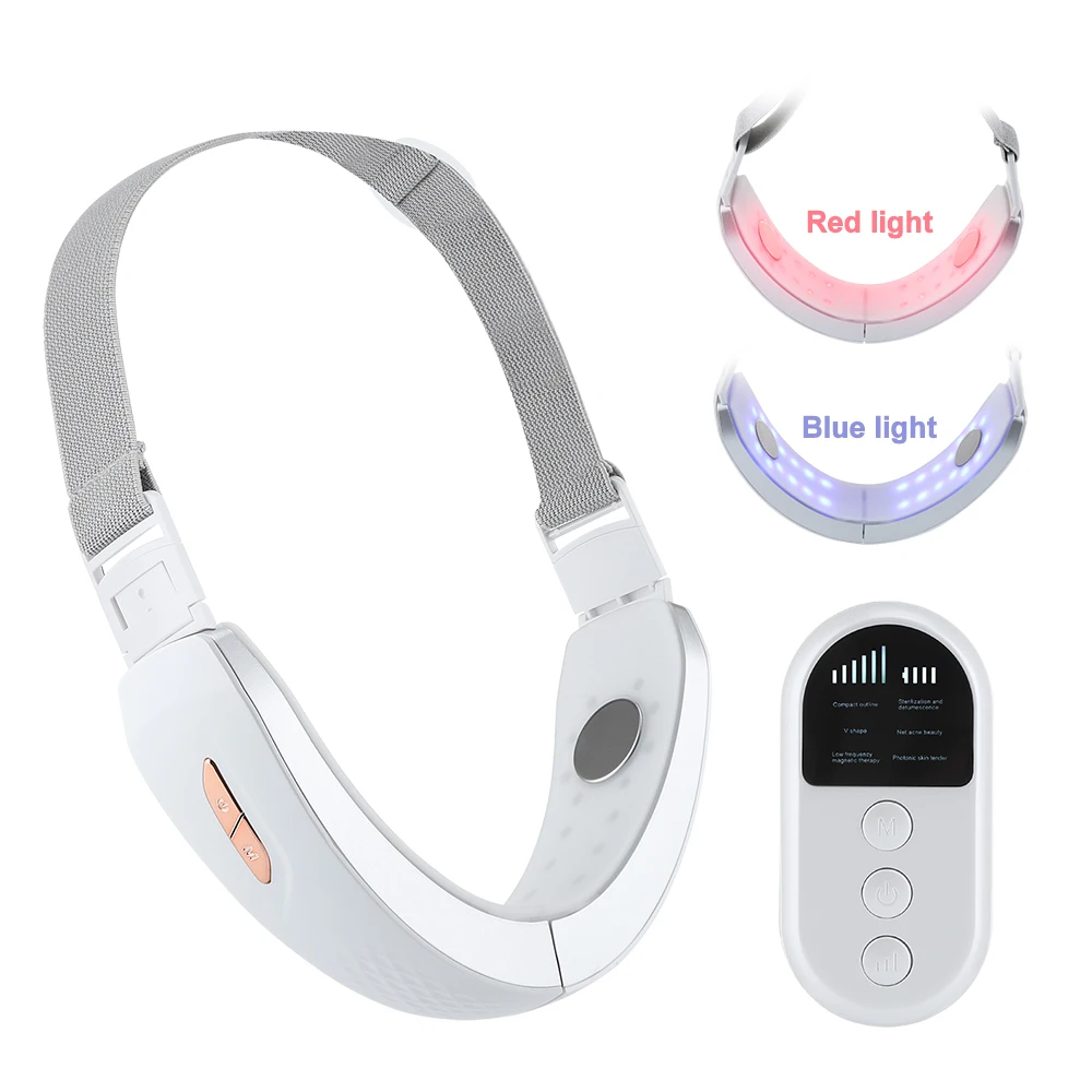 

Chin V-Line Up Face Lifting Belt EMS LED Photon Therapy Face Slimming Vibration Massager Face Device Double Chin Reducer Device