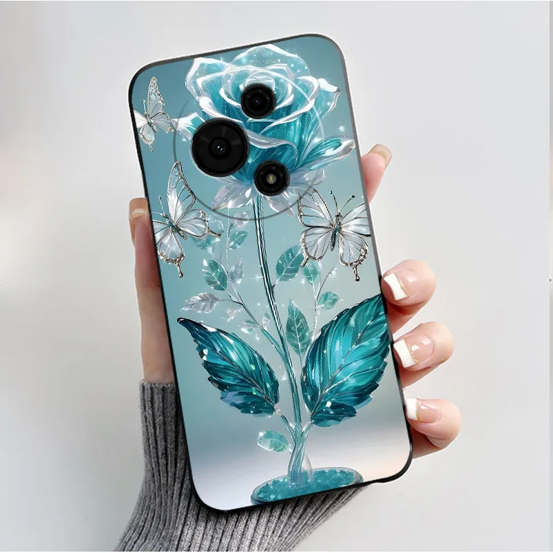 Luxury Fashion Butterfly Flowers Black Soft Silicone Phone Case Protective Cover