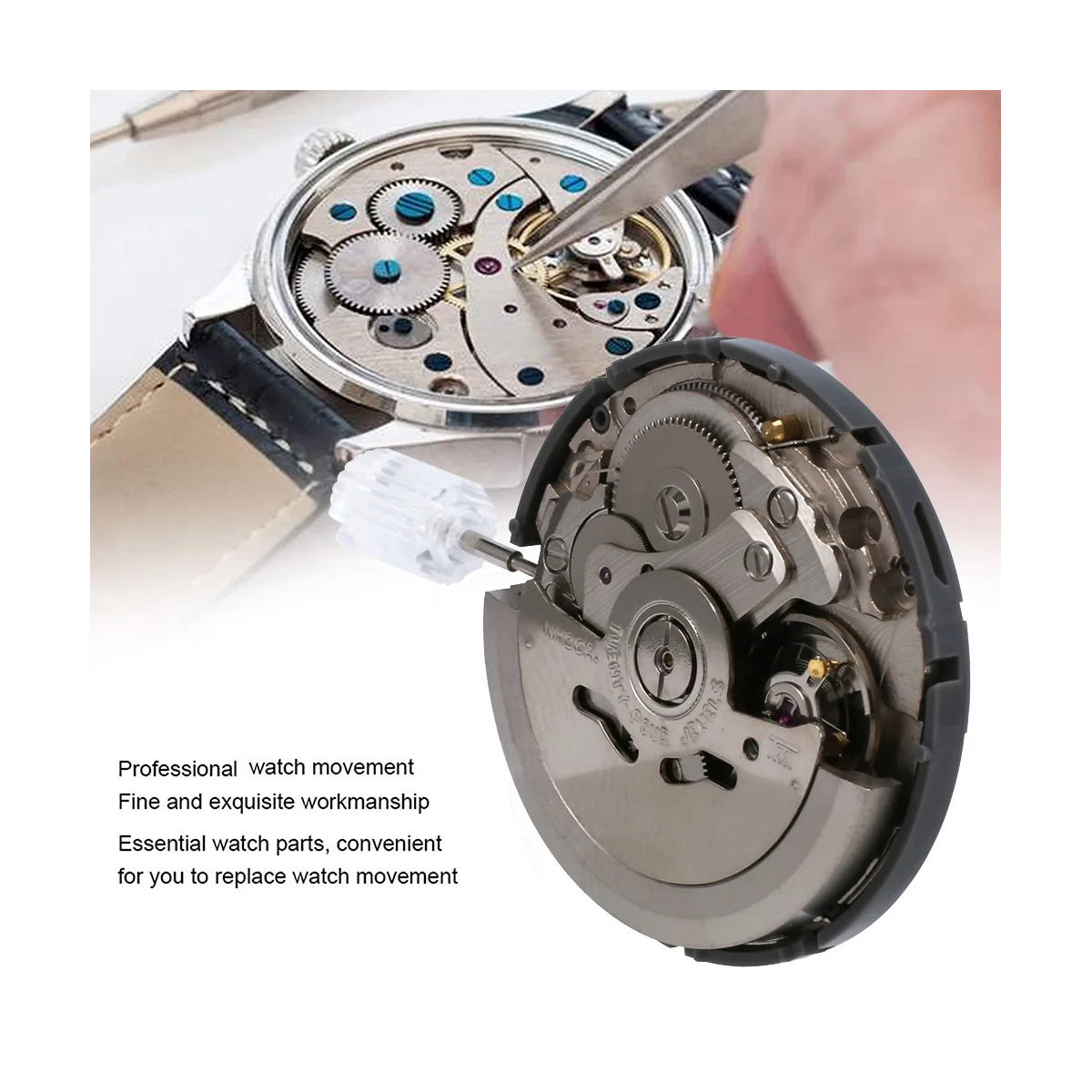 

NH36/NH36A Movement with Steel Stem+Week Dial+Calendar Dial+Needle High Accuracy Automatic Mechanical Watch Movement