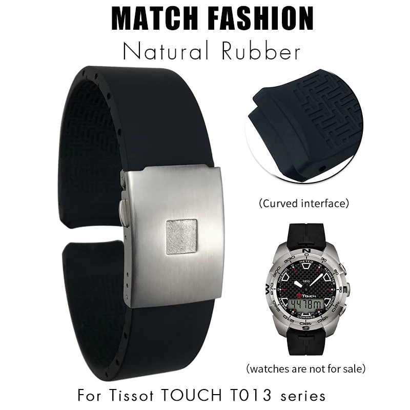 

21mm Soft Silicone Rubber Watchband for Tissot T-TOUCH T013 T013420A Black Orange Sport Waterproof Strap Tools Folding Buckle