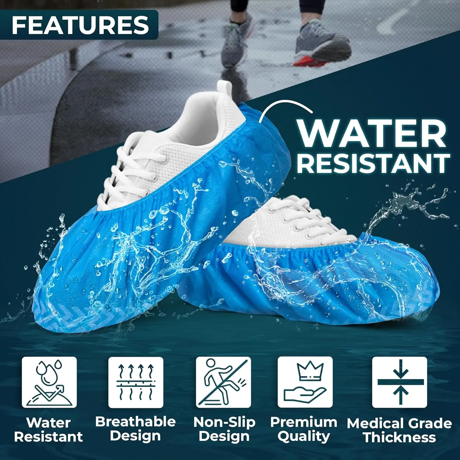 Disposable Non-Slip Breathable Shoe Covers - Durable Fabric