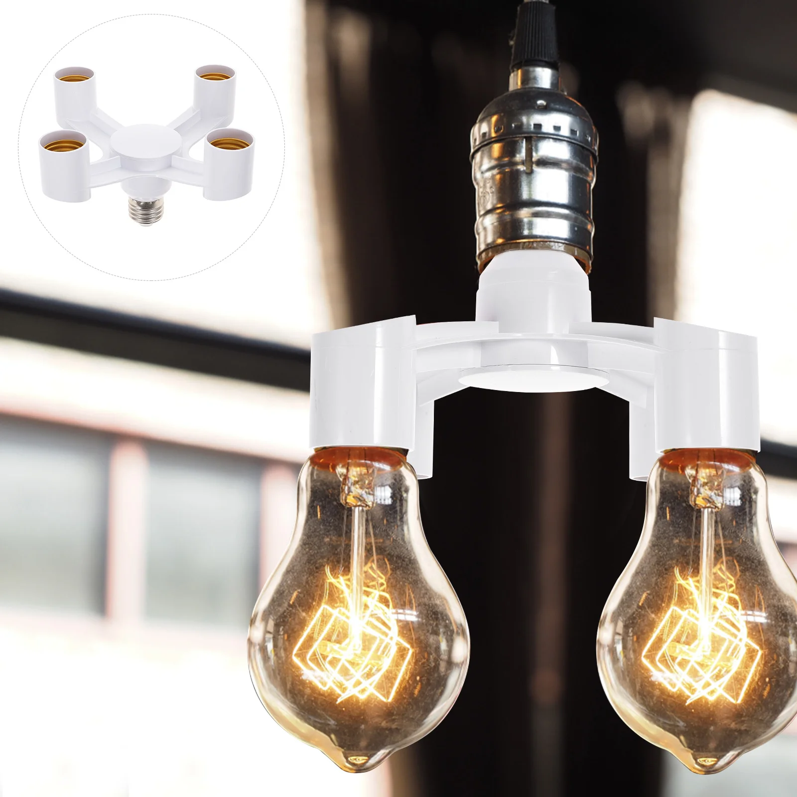 

Lamp Holder Adapter 1 to 4 Holders Light Bulb Socket Converter for LED Bulbs Abs