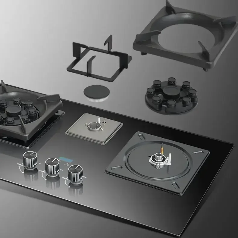 Household three-burner gas stove embedded dual-purpose flameout protection gas stove 3