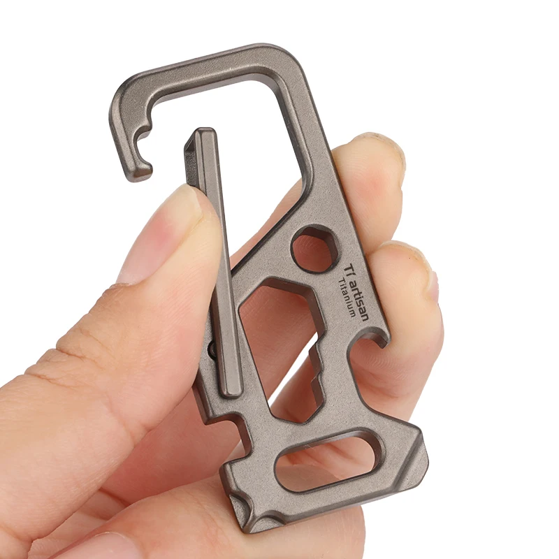 Tiartisan newest Outdoor Titanium TC4 Carabiner snap hook Screwdriver Bottle Opener Keychain Quick relase safety buckle EDC Tool