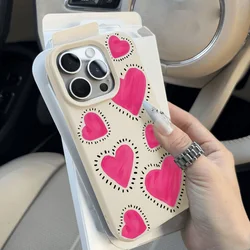 Charming Heart Litchi Pattern Leather Silicone Phone Case - Candy Color Design - iPhone 15 Plus (1)