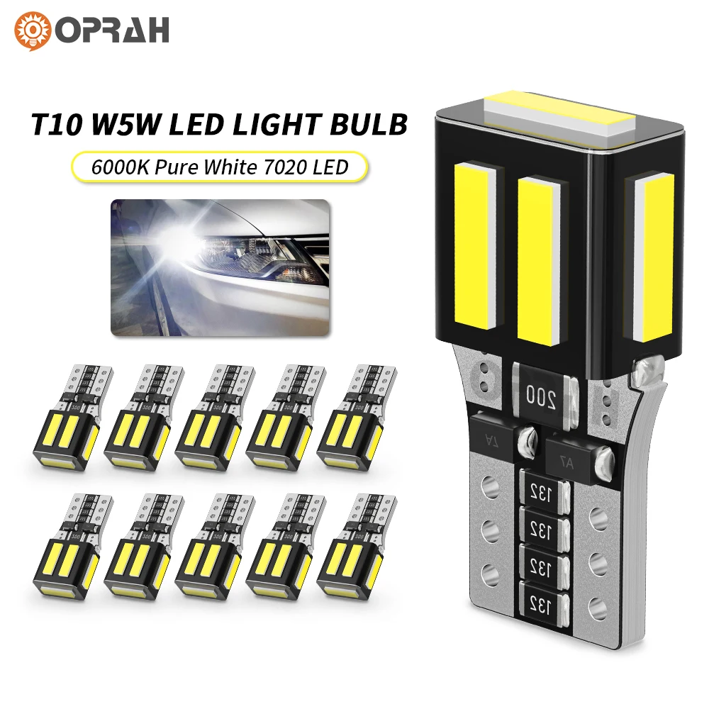 

2/10pcs T10 168 W5W 7020 LED Canbus No Error Car Interior Reading Parking Width Light Map Dome Light Auto Lamp 6000K 12V White