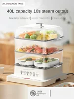 Electric Steamer Multifunctional Household Three Layer 40L Stainless Steel Large Capacity Steam Box Cooking and Breakfast 1