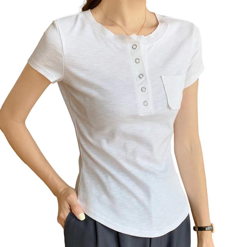 

Женская одежда, летние женские топы, женская футболка с коротким рукавом и круглым вырезом, черные, белые женские дизайнерские футболки