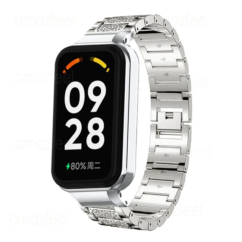 

Diamond Metal Strap Case Protector For Redmi Band 2 Smart Band Accessories Watch Band For Redmi Smart Band Pro Bracelet Frames
