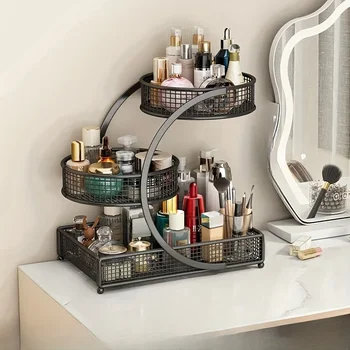 1pc Metal Makeup Storage Rack Cosmetic Organizer Dresser Multi-layer 1