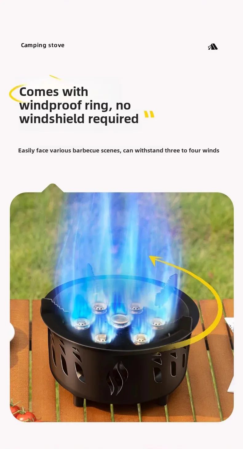 20000W 7-Core Camping Stove Strong Fire Power Portable Tourist Camping Burners Folding Hiking Picnic BBQ Cooking Equipment