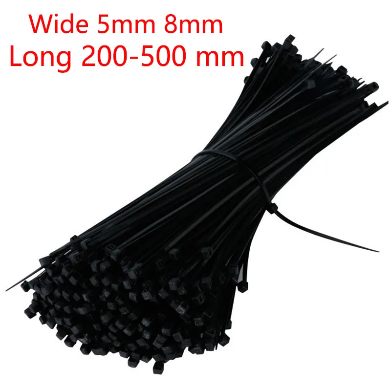 

10Pcs Wide 5/8mm Self-locking Plastic Nylon Tie Black Tie Fastening Ring Cable Tie Zip Wraps Strap Nylon Cable Ties