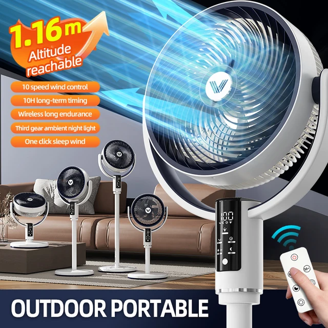 F3 Desktop Vertical Dual-Purpose Digital Display Floor Retractable Circulating Fan Remote Control Timed Shaking Fan 3
