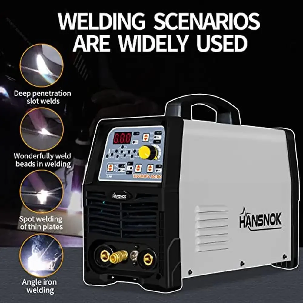 200Amp Digital LCD Display TIG Welder AC/DC Multi-Process IGBT Pulse Dual Voltage 220V/110V Stick Welding Kit Remote Torch Earth 6