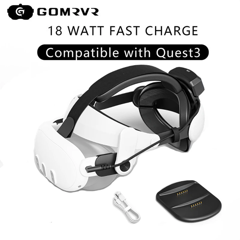 

Головной ремень GOMRVR V3 Pro, с одной батареей, совместим с Meta Quest 3, зарядная станция/док-станция VR с 1 батареей G3