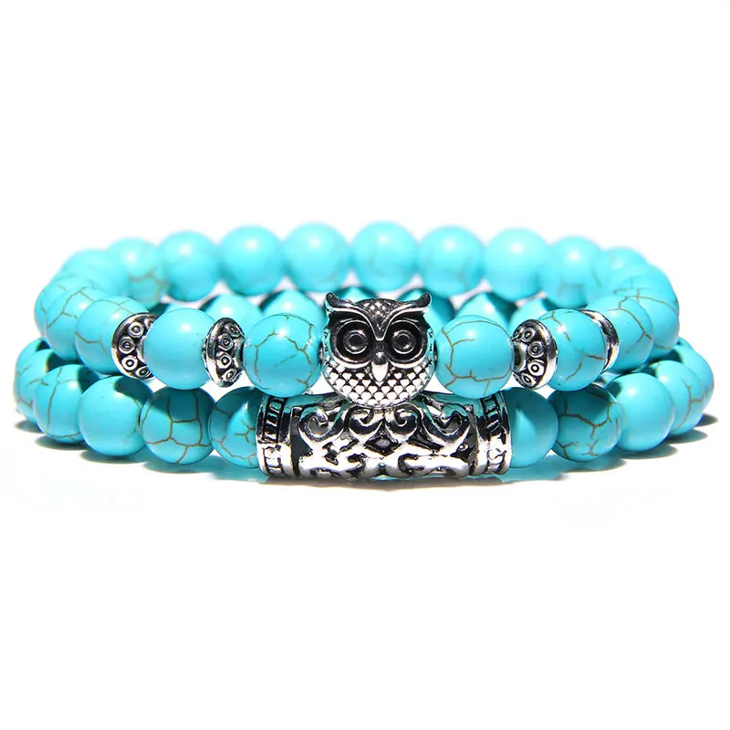 2024 Handmade Healing Energy Turquoise Stone Charm Bracelet - Bohemian Blue and Green Jewelry Gift