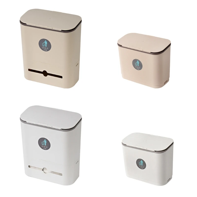 

Wall Mounted Hanging Trash Bin with Sliding Lid Dustproof Large Capacity 203C