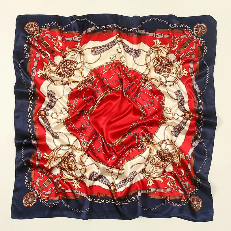 90*90cm Silk Shawl Square Scarf For Women Satin Hijabs Fashion Wraps Neckerchief Female Hair Bands Ribbon Headband Bandana