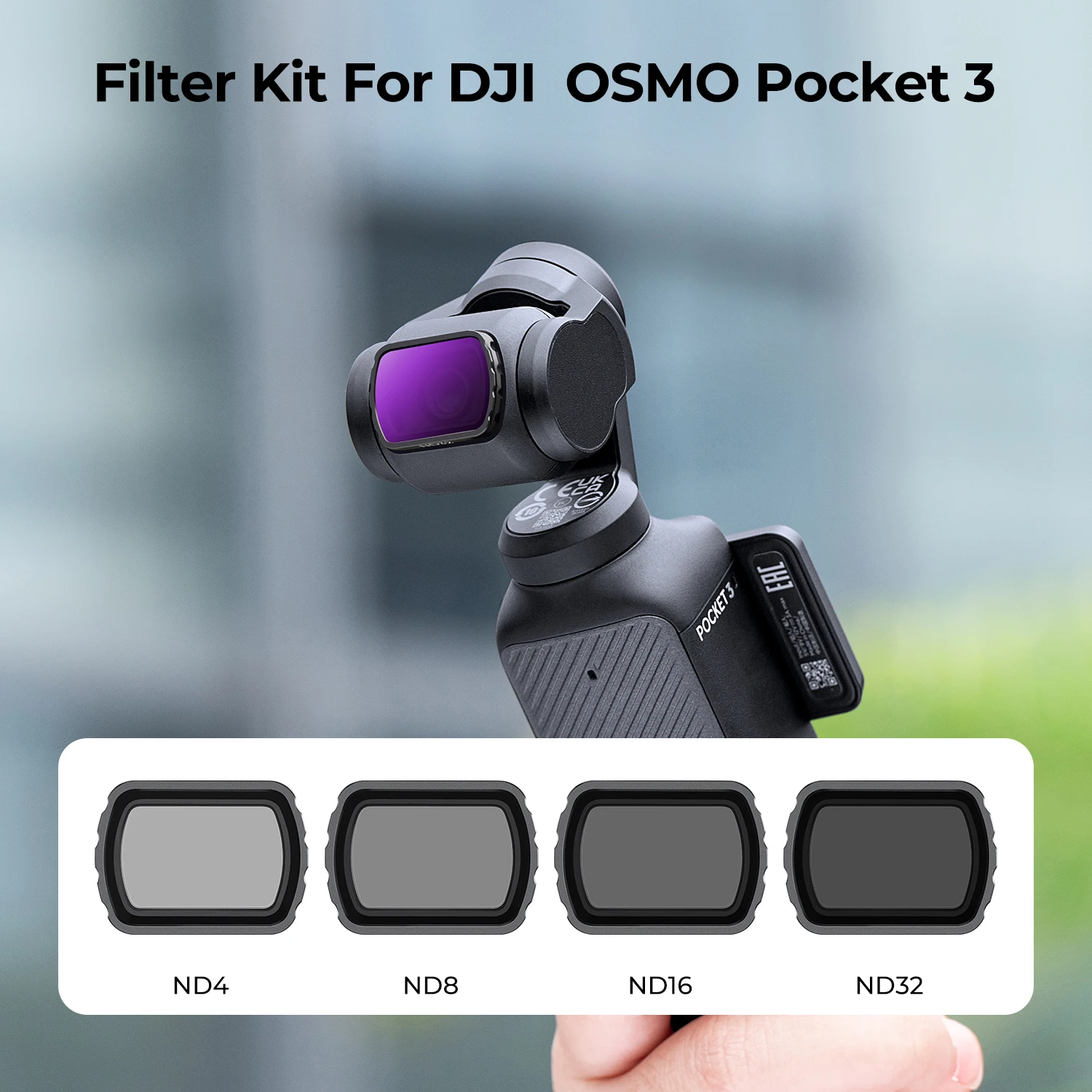 Conceito Magnético Kit de Filtro nd Vidro Óptico hd Dji Osmo Bolso Nd4 Nd8 Nd16 Nd32 Nano-revestido 28 Camadas k & f - Image 6