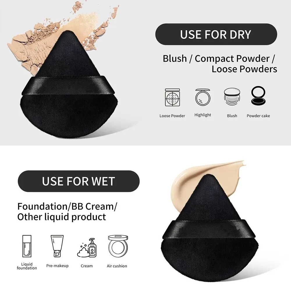 Triangle Powder Puff Wet Dry Use For Loose Powder Liquid Cosmetic Soft Plush Puff Makeup Foundation powder puff